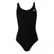 3 Stripe 1 Piece Women's Swimming Costume Black & White