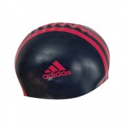 3 Stripe Silicone Swimming Cap Black and Pink