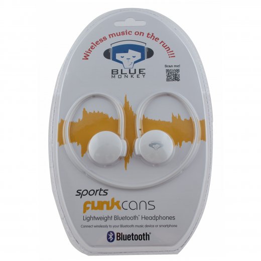 Blue Monkey Funkcans Bluetooth Wireless Sports Headphones White