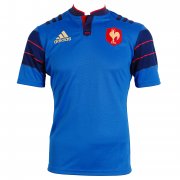 adidas France 2015/16 Men's Home Short Sleeve Rugby Jersey Blue