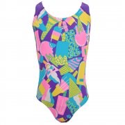 Speedo Girl's Allover Splashback Print Swimming Costume Multi