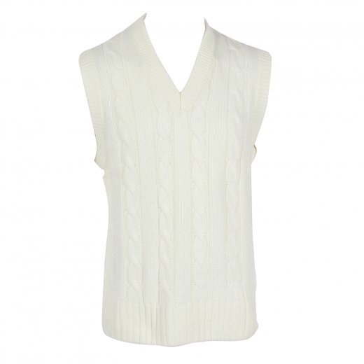 Gunn & Moore Men's Sleeveless Slipover Senior Cricket Jumper Cream