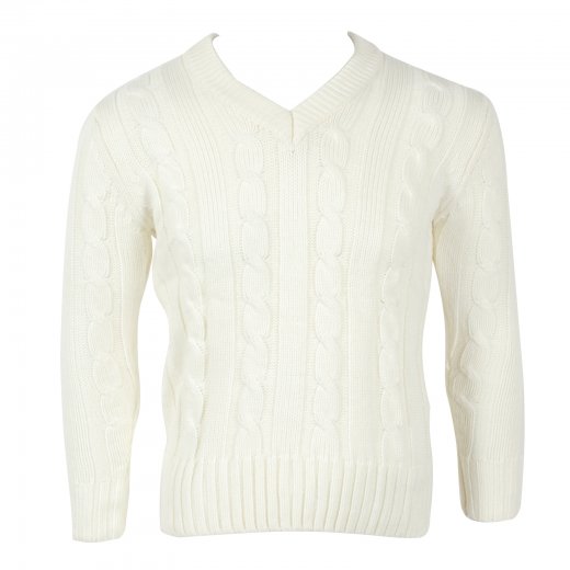 Gunn & Moore Men's Plain Cricket Sweater Cream