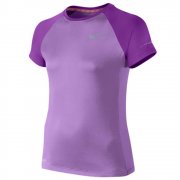 Nike Girls' Miler Crew Running Short-Sleeve Shirt Purple