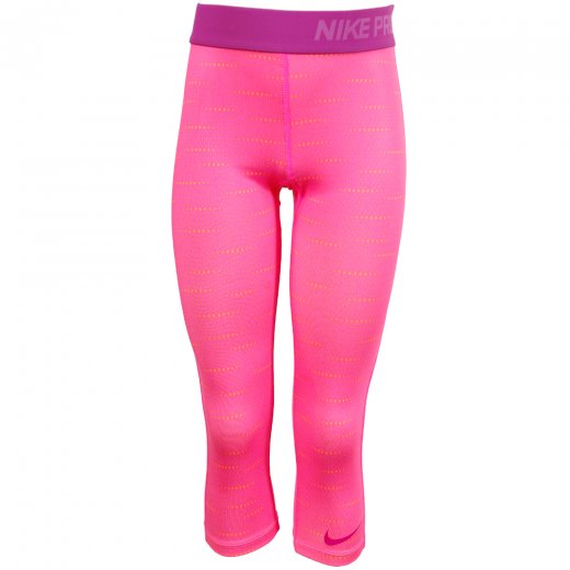 Nike Girls' Pro Allover Print Capri Tight Pink