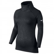 Nike Women's Pro Warm Embossed Heights Vixen Raglan Zip Top Black