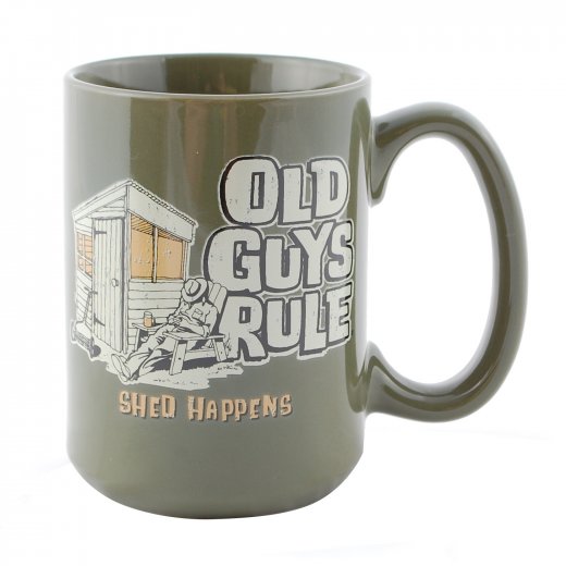 Old Guys Rule Shed Happens Mug Green