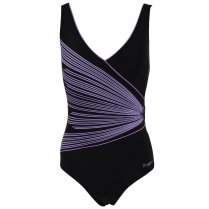 Zoggs Portland Crossover Women's Swimming Costume Black and Purple