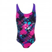 Allover Monochrome Splashback Girl's Swimsuit Pink