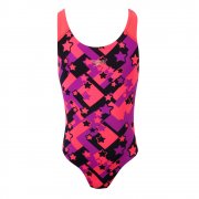 Speedo Allover Splashback Print Girl's Swimming Costume Orange