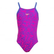 Speedo Girls' Allover Rippleback Swimsuit Pink