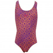 Speedo Girl's Allover Splashback Monogram Swimming Costume Pink 