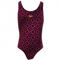 Speedo Girl's Allover Splashback Monogram Swimming Costume Purple