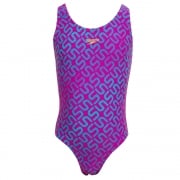 Speedo Girls Monogram Allover Splashback Swimsuit Pink