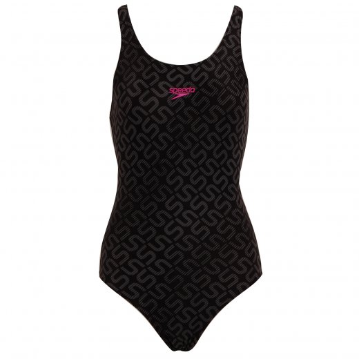 Speedo Monogram Allover Muscleback Women's Swimming Costume Black