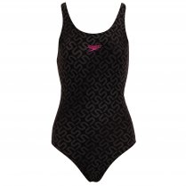 Speedo Monogram Allover Muscleback Women's Swimming Costume Black