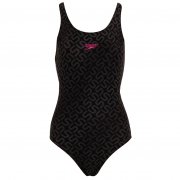 Speedo Monogram Allover Muscleback Women's Swimming Costume Black