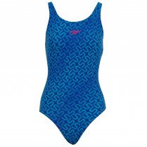 Speedo Monogram Allover Muscleback Women's Swimming Costume Blue