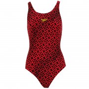 Speedo Monogram Allover Muscleback Women's Swimming Costume Dark Red