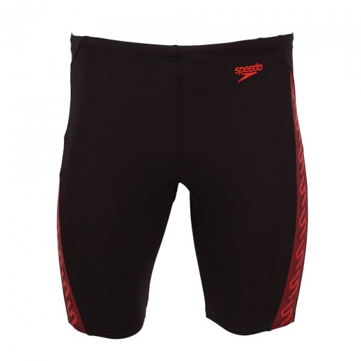 Speedo Monogram Jammer Men's Swim Shorts Black And Red