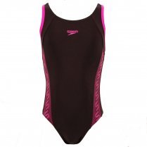 Speedo Monogram Muscleback Girl's Swimming Costume Black