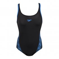 Speedo Monogram Muscleback Women's Swimsuit Black with Blue