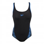 Monogram Muscleback Women's Swimsuit Black with Blue