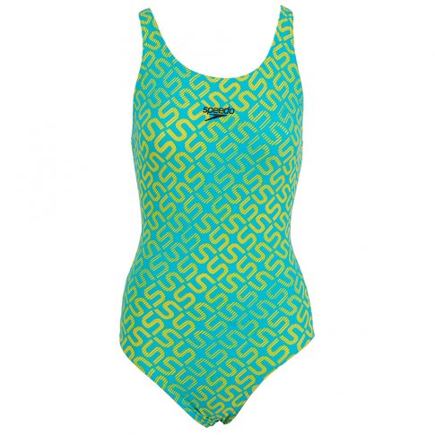 Speedo Women's Monogram Allover Muscleback Swimsuit Light Blue