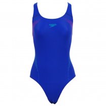 Speedo Women's Powerback Placement Swimming Costume Blue