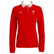 Under Armour  WRU Women's Longsleeve Rugby Polo Shirt Dark Red