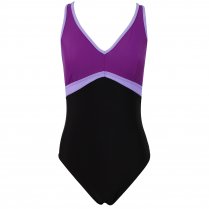 Zoggs Aquachic Crossback Women's Swimming Costume Black and Purple