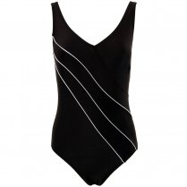 Zoggs Optic Chic Piped V Neck Women's Swimming Costume Black