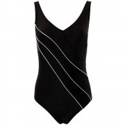 Zoggs Optic Chic Piped V Neck Women's Swimming Costume Black