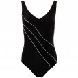 Zoggs Optic Chic Piped V Neck Women's Swimming Costume Black