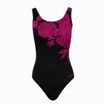 Zoggs Waterrose Scoopback Women's Swimming Costume Black & Pink